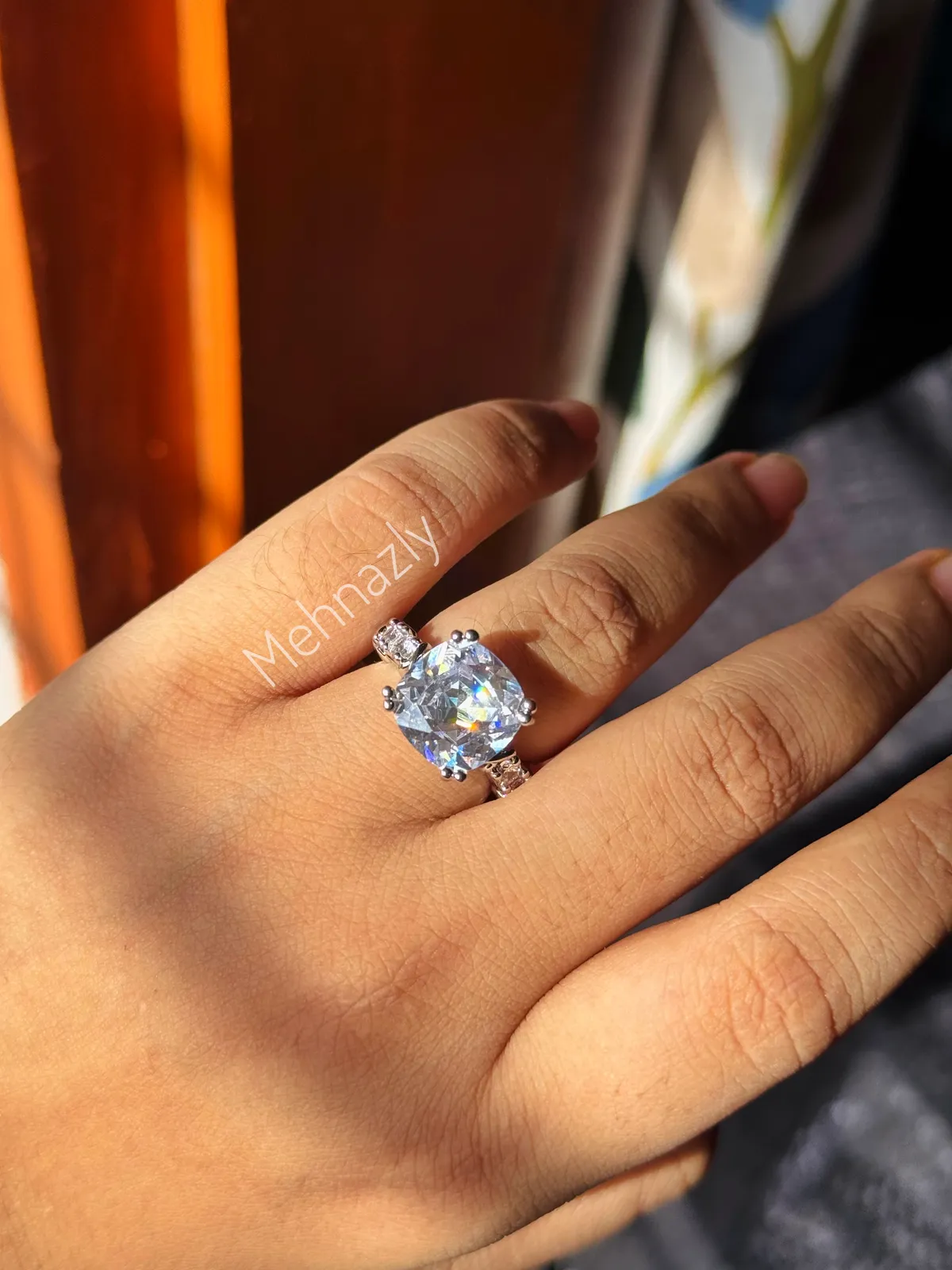 Stainless Steel Diamond cut adjustable ring