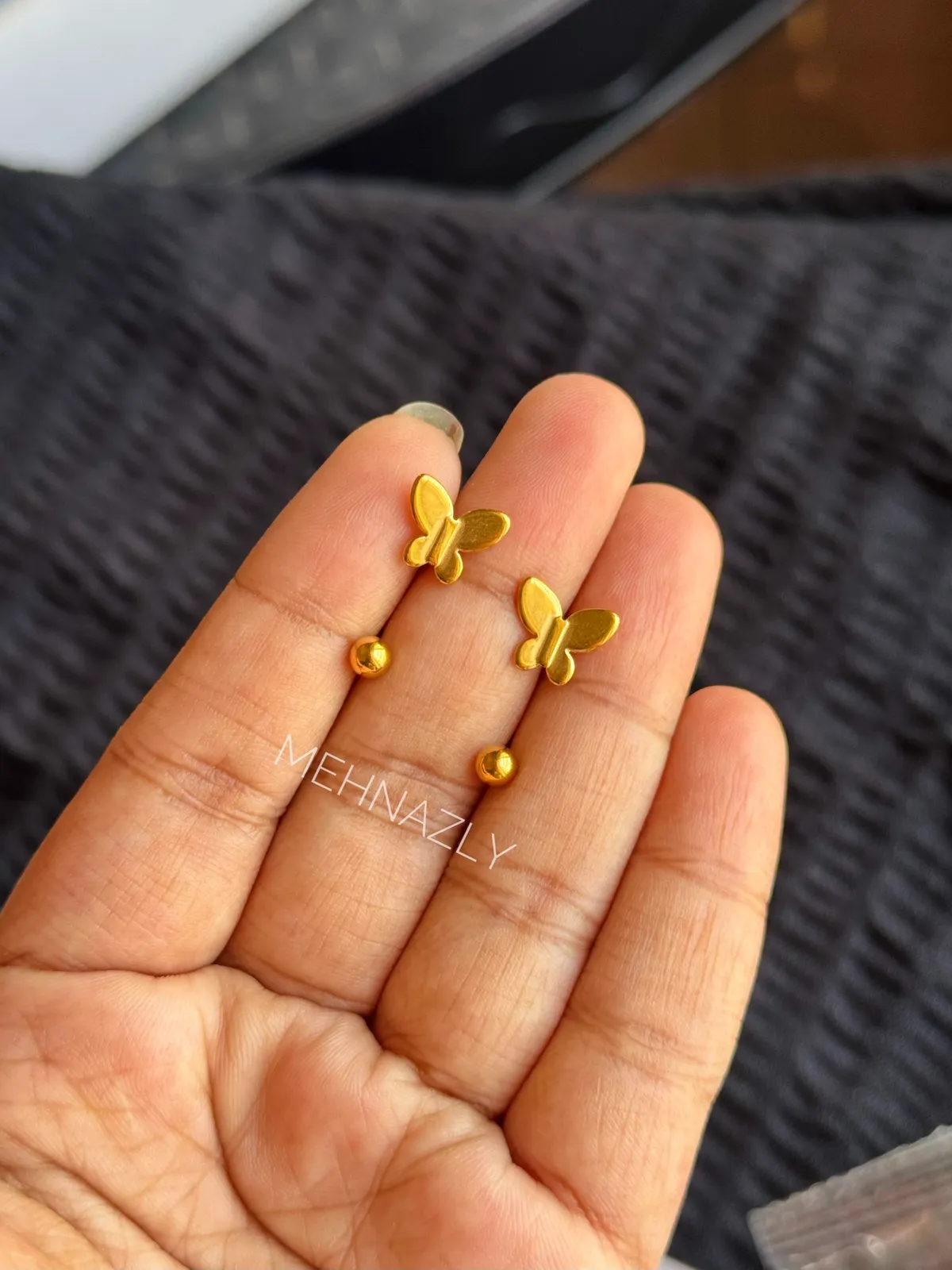 Stainless steel Butterfly U shape screw system earring