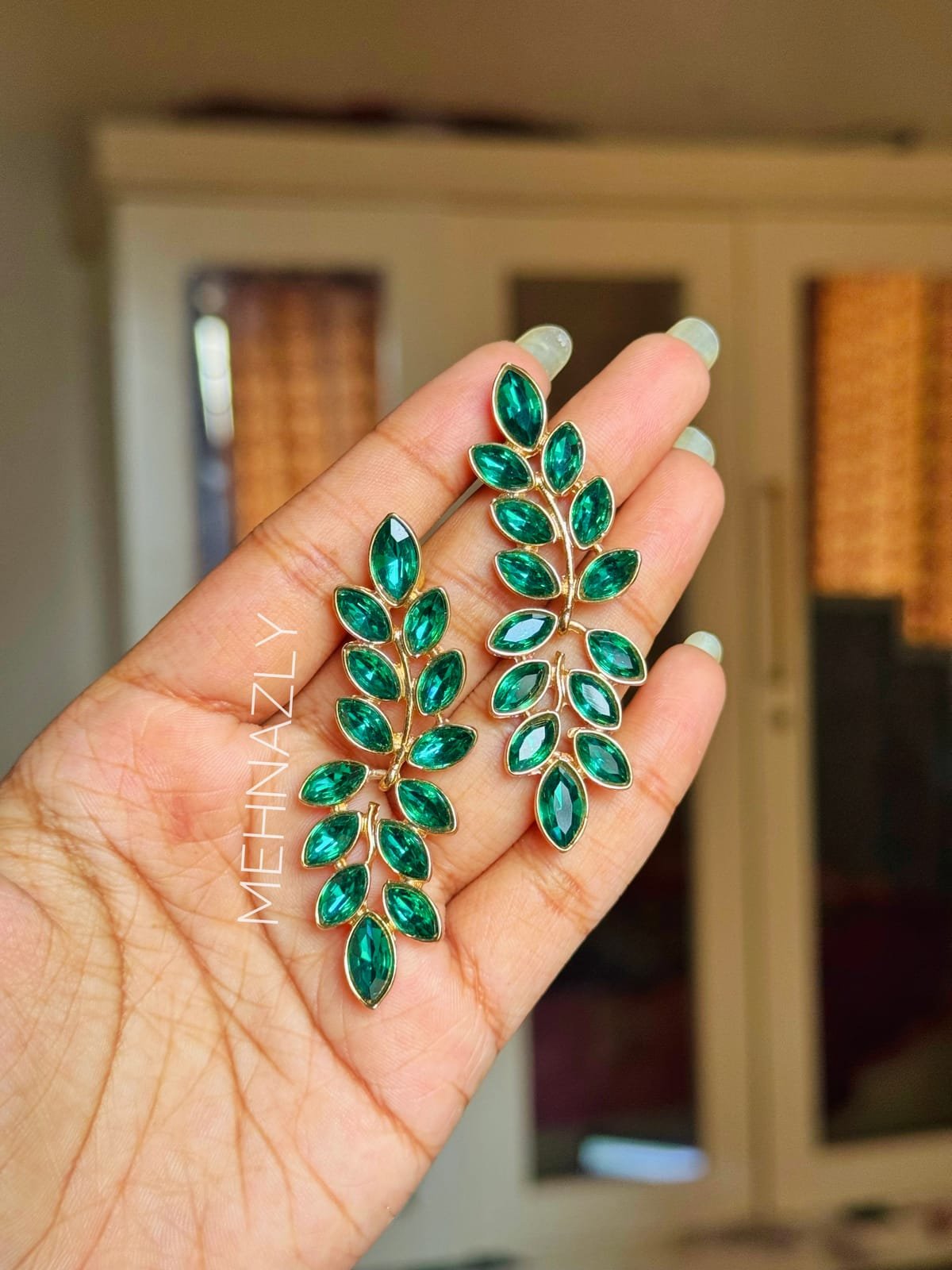 Alloy Green leaf style earrings