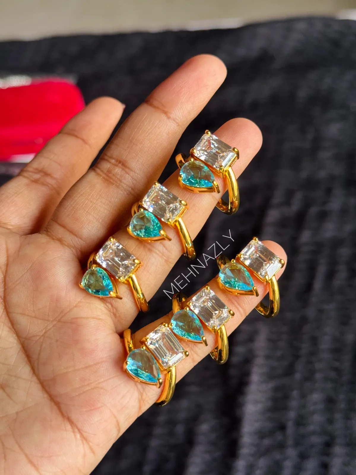 Stainless steel Zirconia stone adjustable ring
